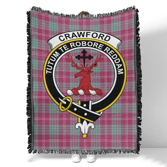 Scottish Tartan Crawford Ancient Clan Woven Blanket Crest Style