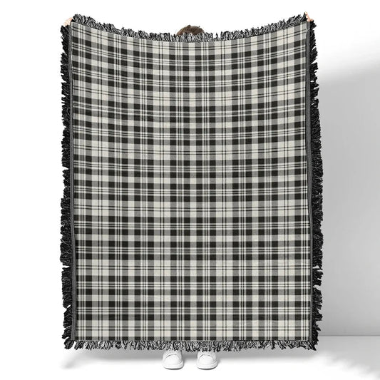 Scottish Tartan Scott Black & White Ancient Clan Woven Blanket Plaid Style