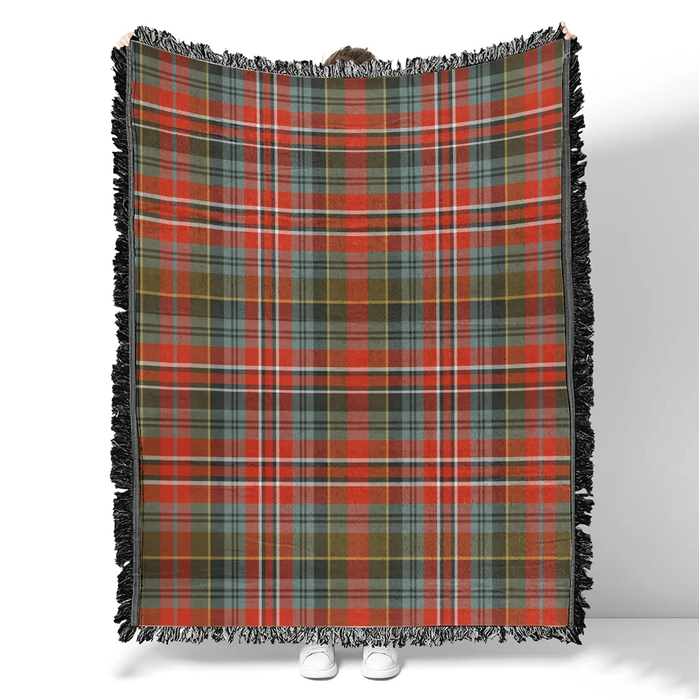 Scottish Tartan MacPherson Weathered Clan Woven Blanket Plaid Style