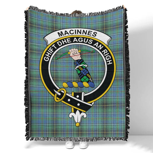 Scottish Tartan MacInnes Ancient Clan Woven Blanket Crest Style