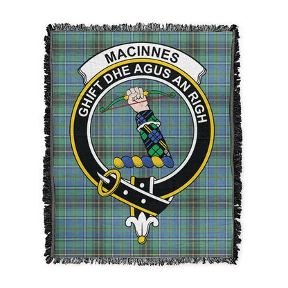 Scottish Tartan MacInnes Ancient Clan Woven Blanket Crest Style