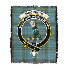 Scottish Tartan MacInnes Ancient Clan Woven Blanket Crest Style