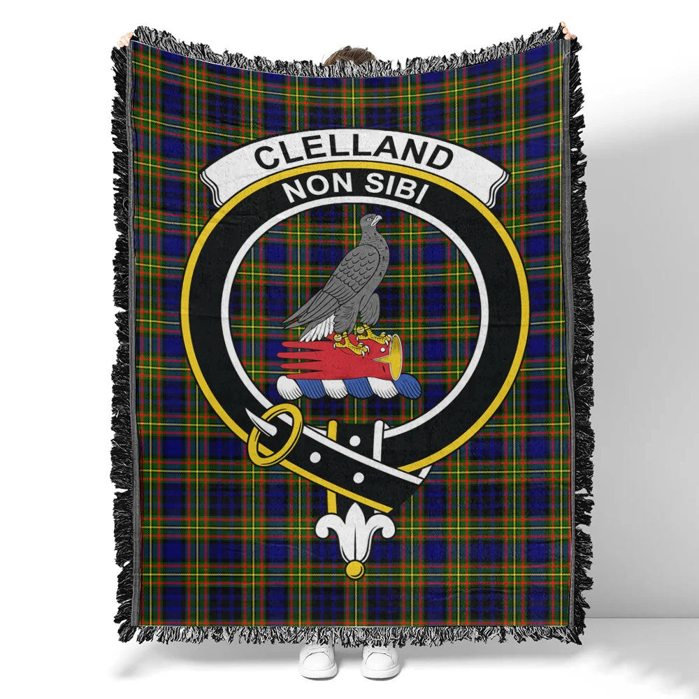 Scottish Tartan Clelland Modern Clan Woven Blanket Crest Style