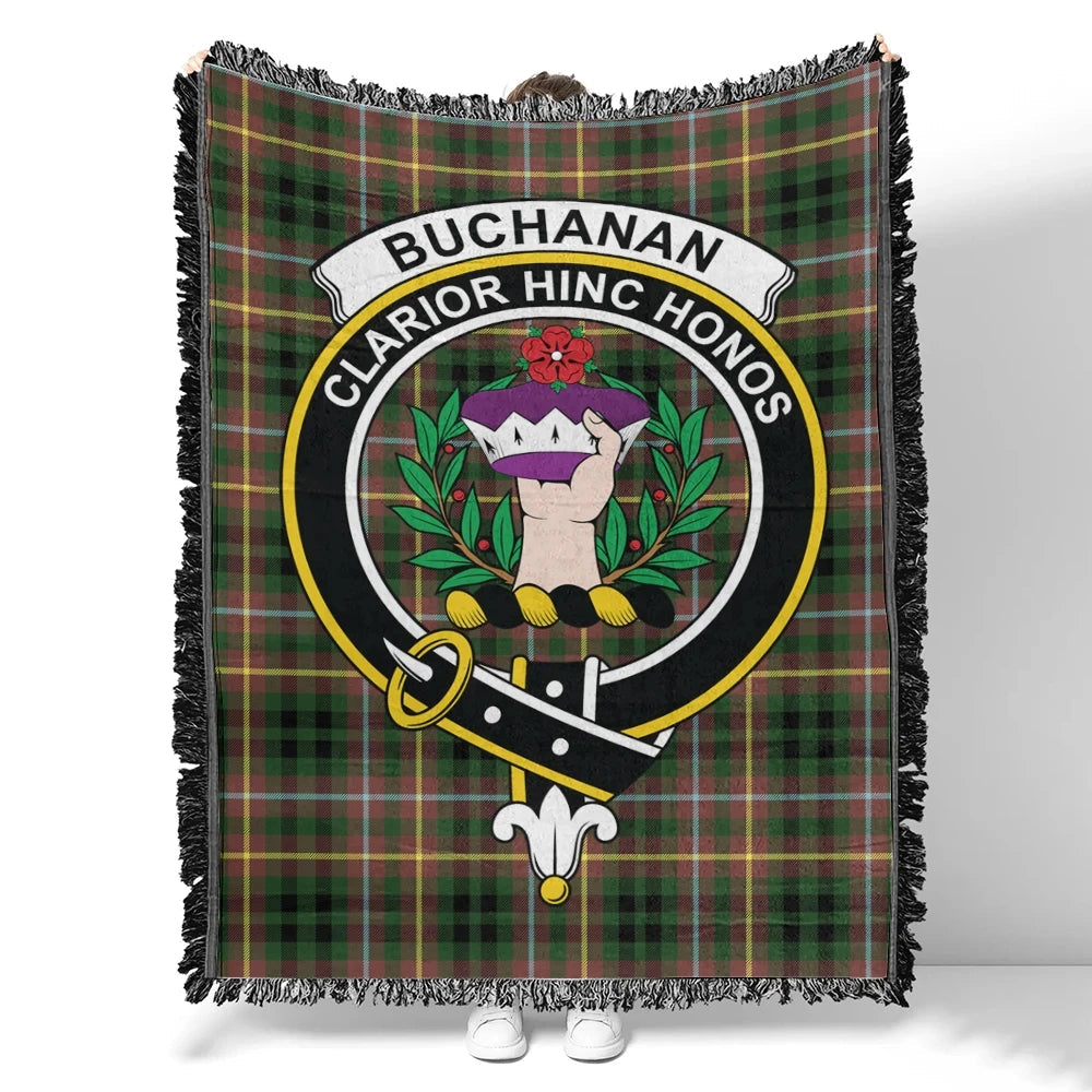 Scottish Tartan Buchanan Hunting Clan Woven Blanket Crest Style