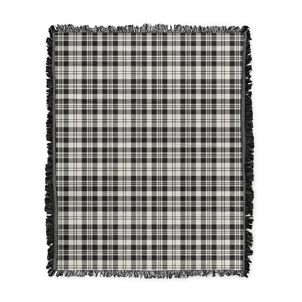 Scottish Tartan Scott Black & White Ancient Clan Woven Blanket Plaid Style