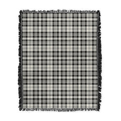 Scottish Tartan Scott Black & White Ancient Clan Woven Blanket Plaid Style