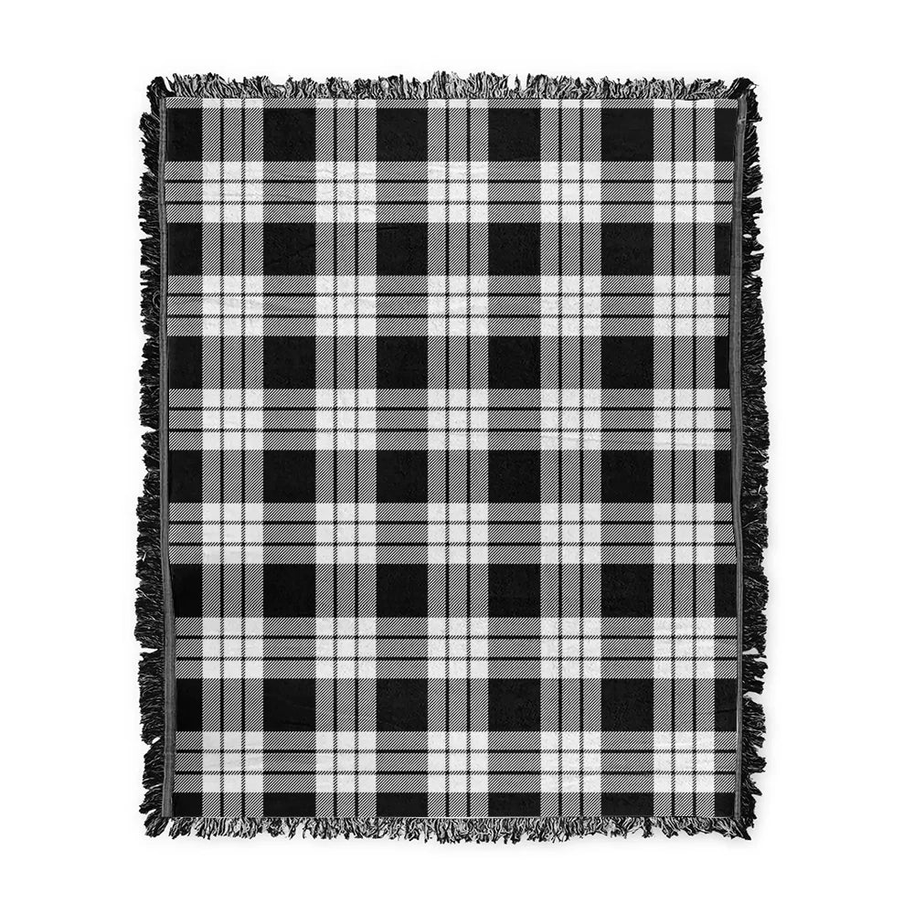 Scottish Tartan MacFarlane Black & White Ancient Clan Woven Blanket Plaid Style