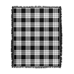 Scottish Tartan MacFarlane Black & White Ancient Clan Woven Blanket Plaid Style