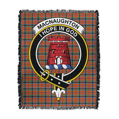 Scottish Tartan MacNaughton Ancient Clan Woven Blanket Crest Style