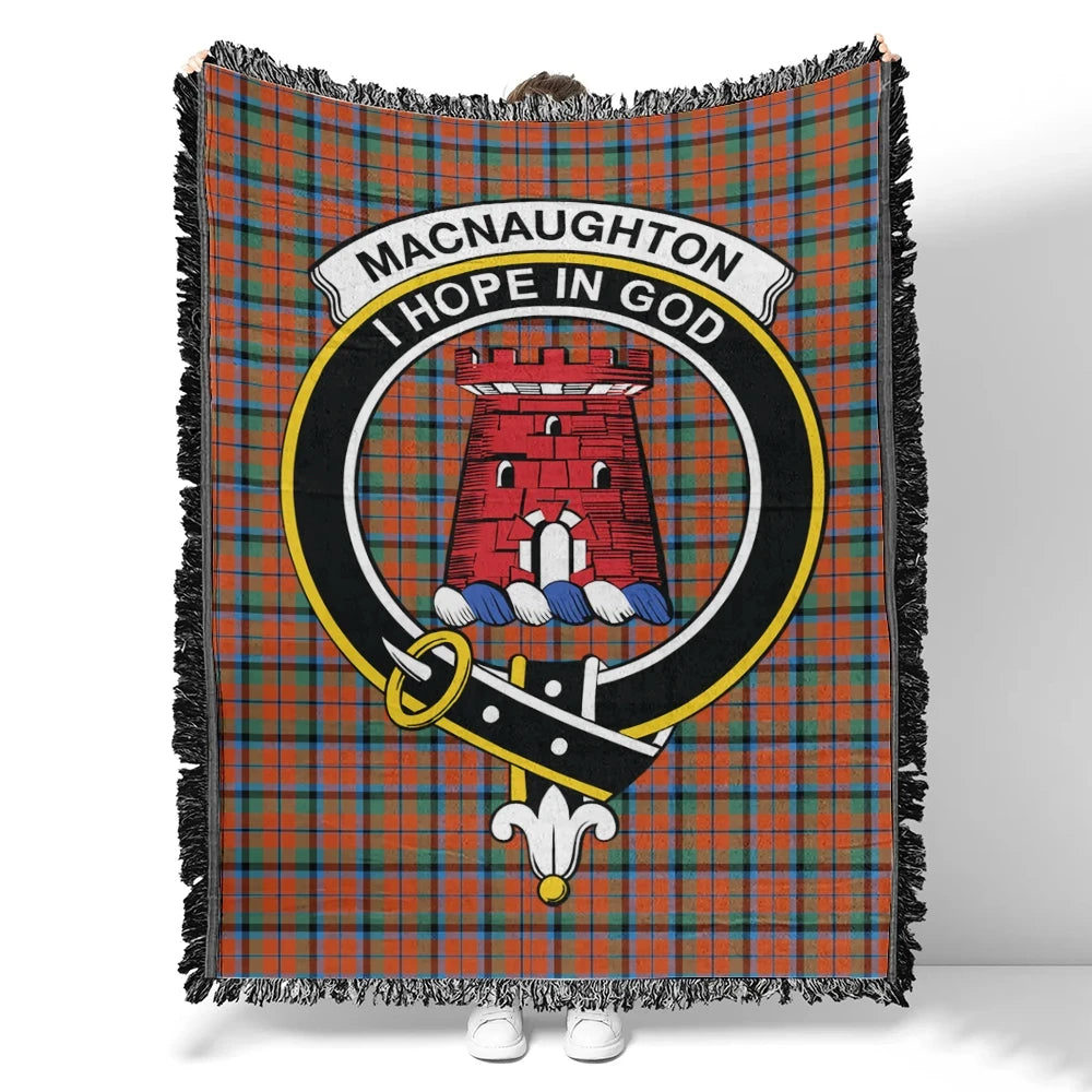 Scottish Tartan MacNaughton Ancient Clan Woven Blanket Crest Style