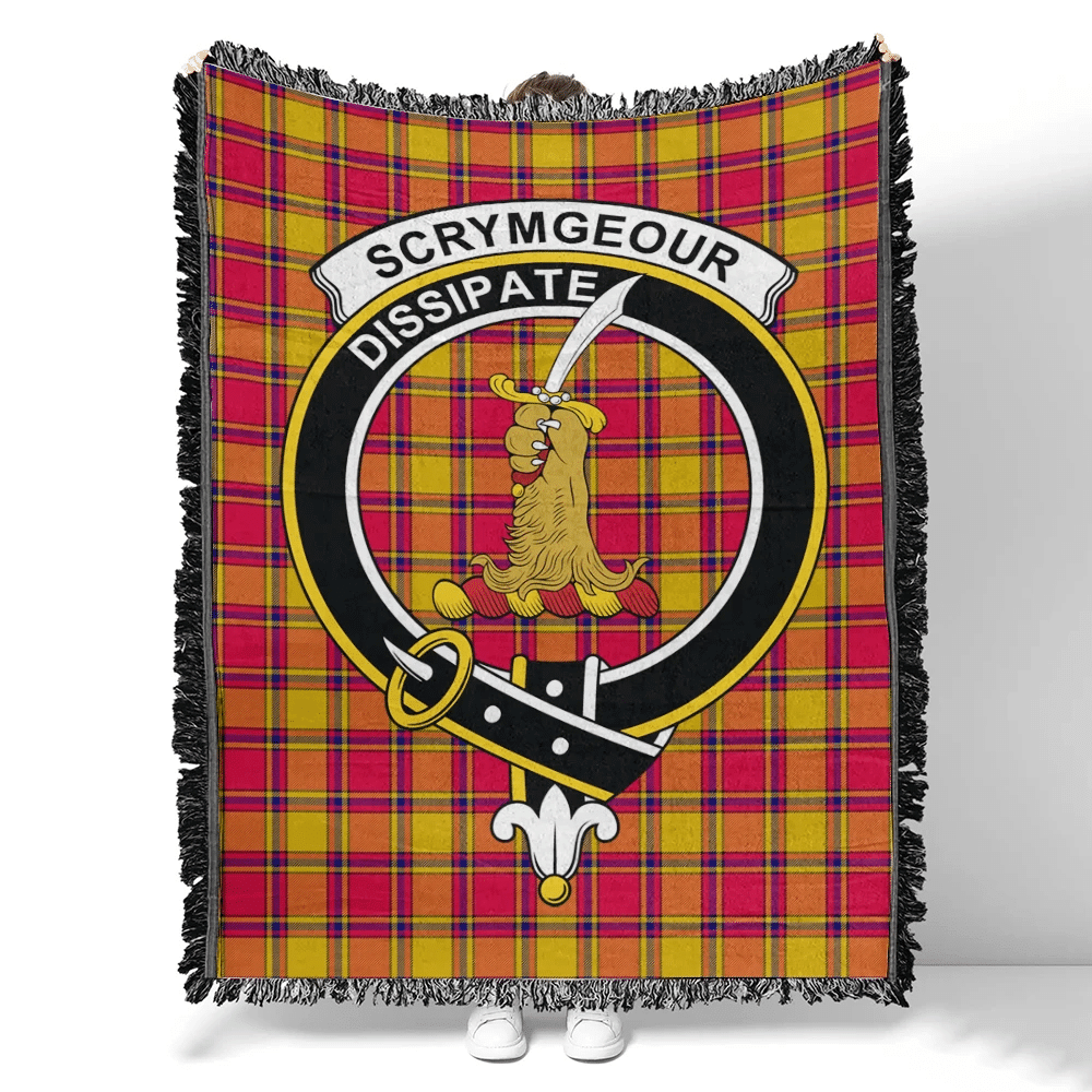 Scottish Tartan Scrymgeour Clan Woven Blanket Crest Style