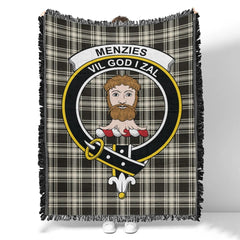 Scottish Tartan Menzies Black & White Ancient Clan Woven Blanket Crest Style