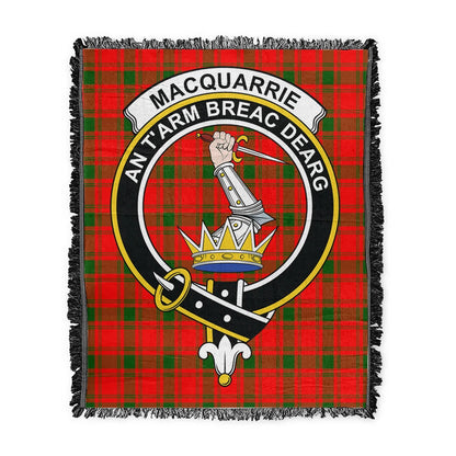 Scottish Tartan MacQuarrie Modern Clan Woven Blanket Crest Style