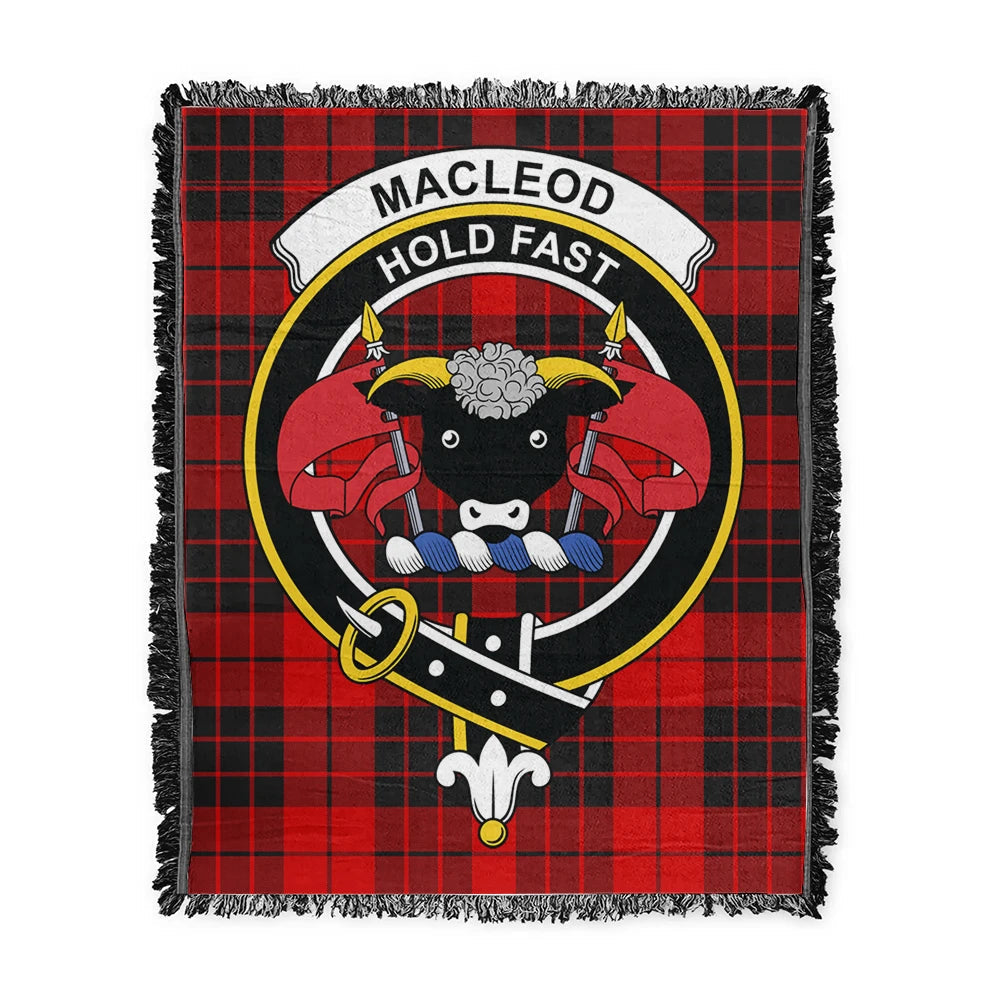 Scottish Tartan MacLeod of Raasay Clan Woven Blanket Crest Style