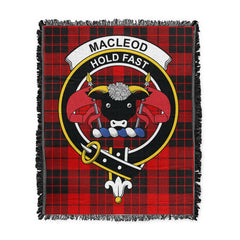Scottish Tartan MacLeod of Raasay Clan Woven Blanket Crest Style