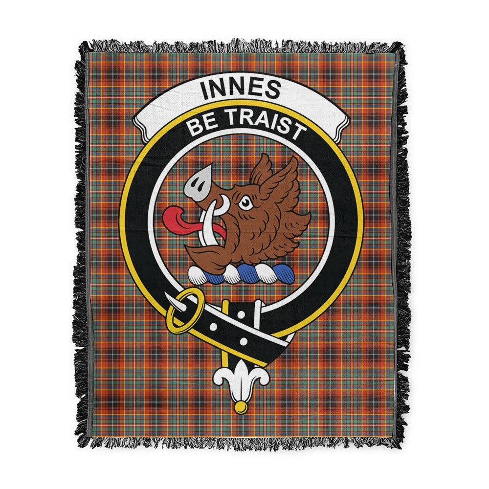 Scottish Tartan Innes Ancient Clan Woven Blanket Crest Style