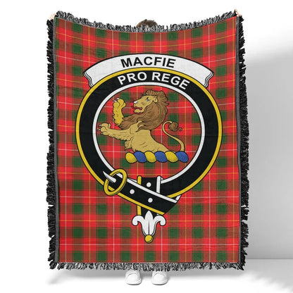 Scottish Tartan MacFie Clan Woven Blanket Crest Style