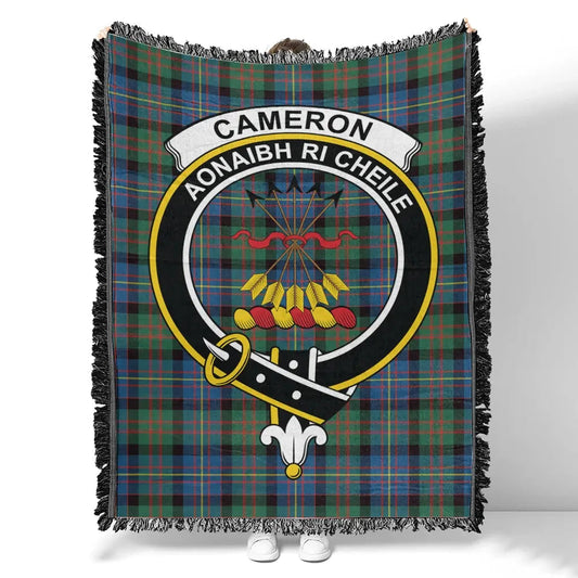 Scottish Tartan Cameron of Erracht Ancient Clan Woven Blanket Crest Style