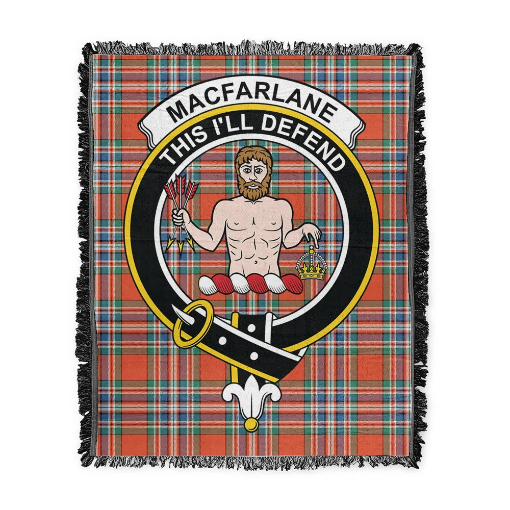 Scottish Tartan MacFarlane Ancient Clan Woven Blanket Crest Style