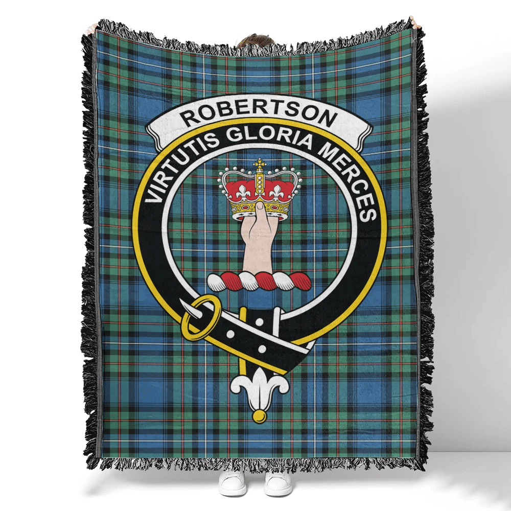 Scottish Tartan Robertson Hunting Ancient Clan Woven Blanket Crest Style
