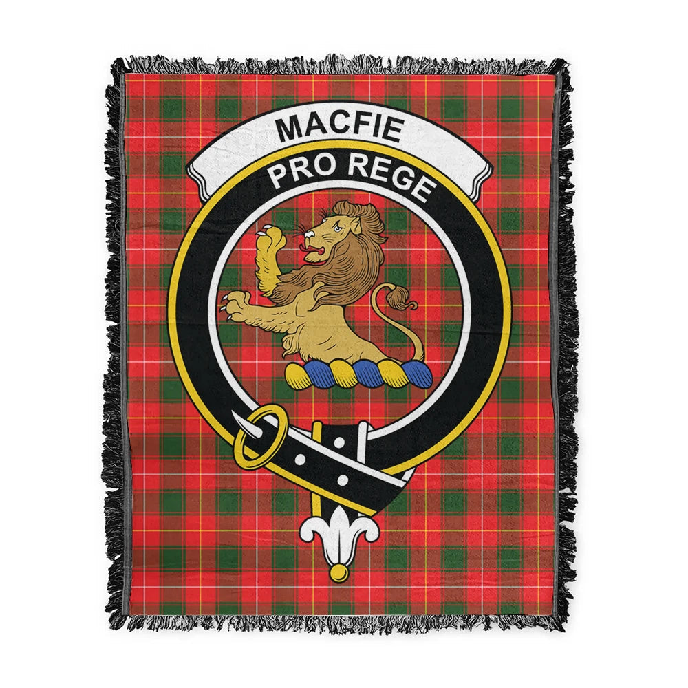 Scottish Tartan MacFie Clan Woven Blanket Crest Style