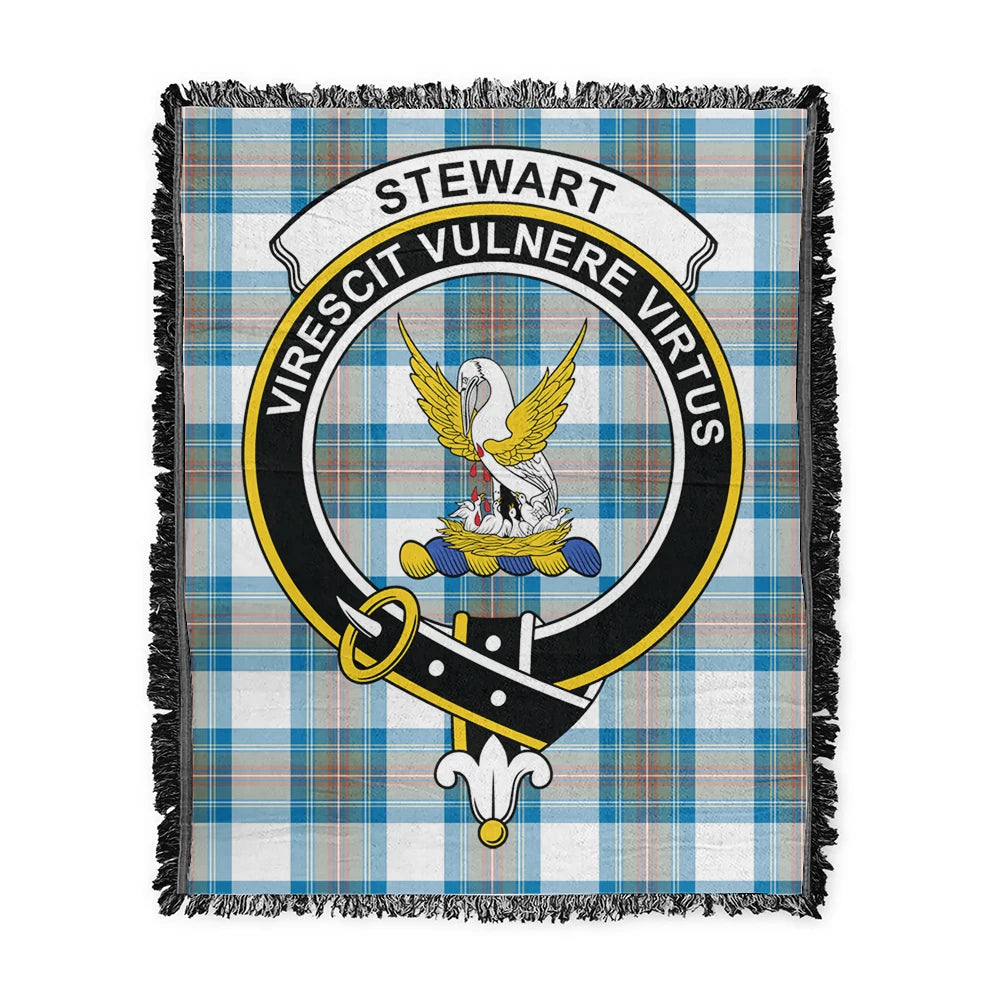 Scottish Tartan Stewart Muted Blue Clan Woven Blanket Crest Style