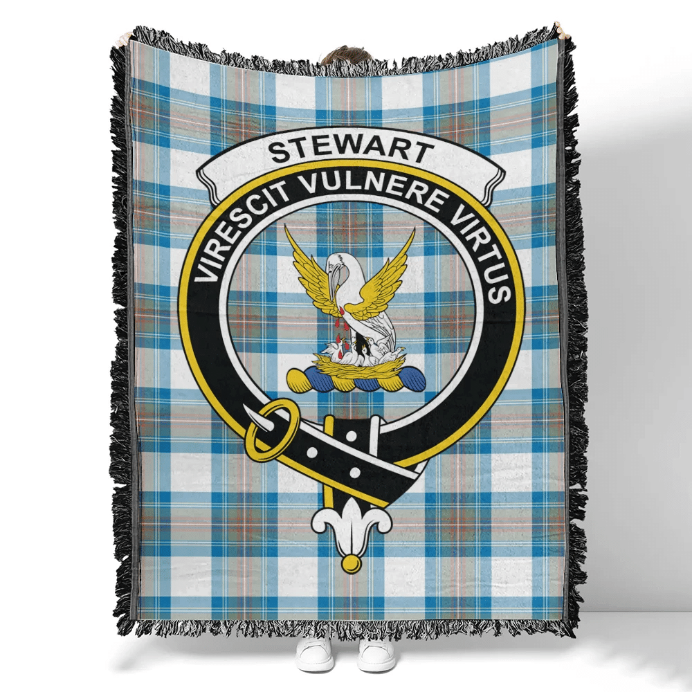 Scottish Tartan Stewart Muted Blue Clan Woven Blanket Crest Style