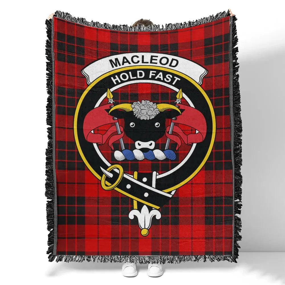 Scottish Tartan MacLeod of Raasay Clan Woven Blanket Crest Style