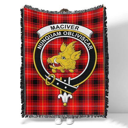 Scottish Tartan MacIver Modern Clan Woven Blanket Crest Style