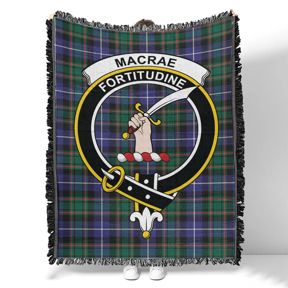 Scottish Tartan MacRae Hunting Modern Clan Woven Blanket Crest Style