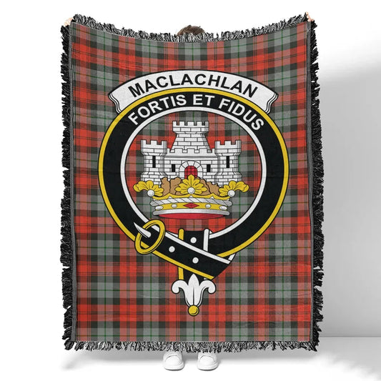 Scottish Tartan MacLachlan Weathered Clan Woven Blanket Crest Style