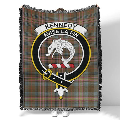 Scottish Tartan Kennedy Weathered Clan Woven Blanket Crest Style