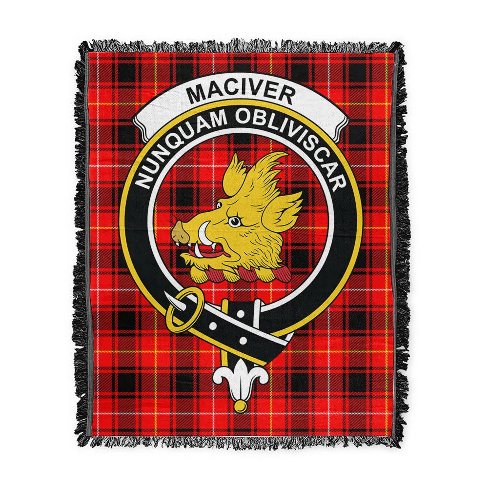 Scottish Tartan MacIver Modern Clan Woven Blanket Crest Style