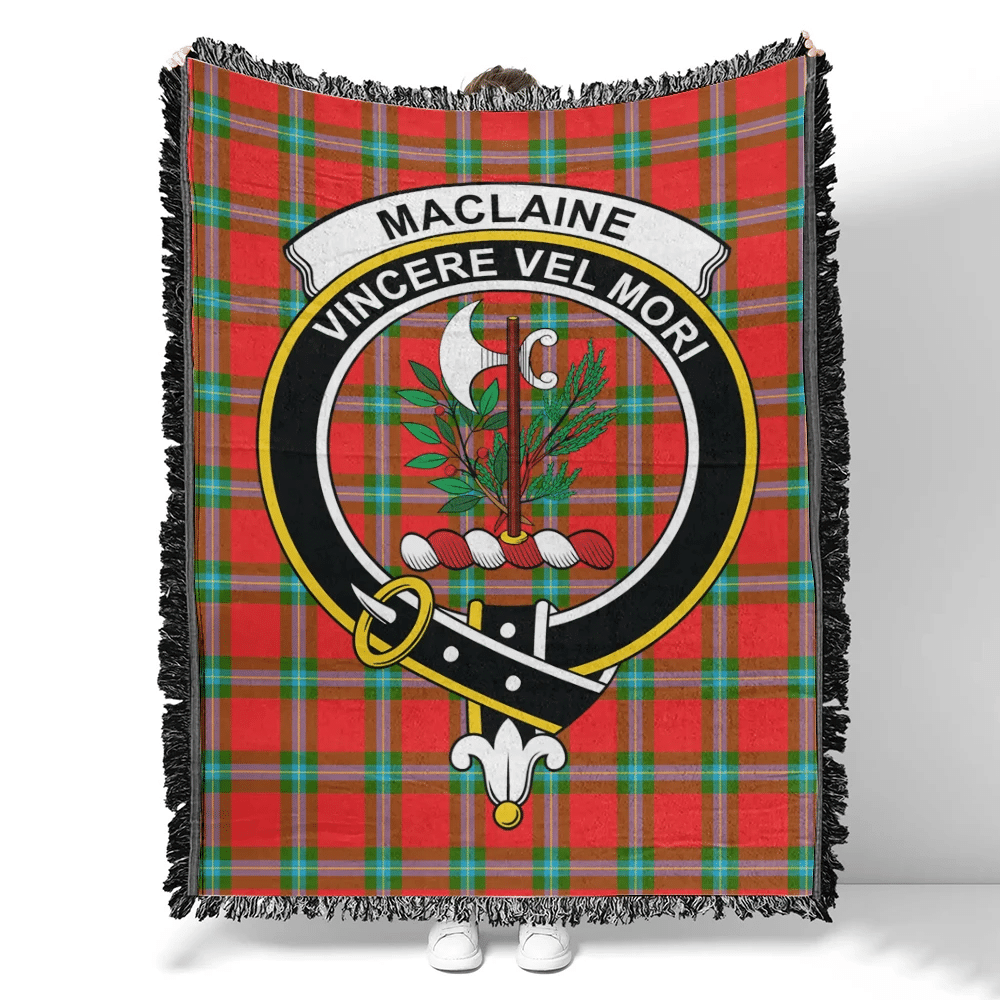 Scottish Tartan MacLaine of Loch Buie Hunting Ancient Clan Woven Blanket Crest Style