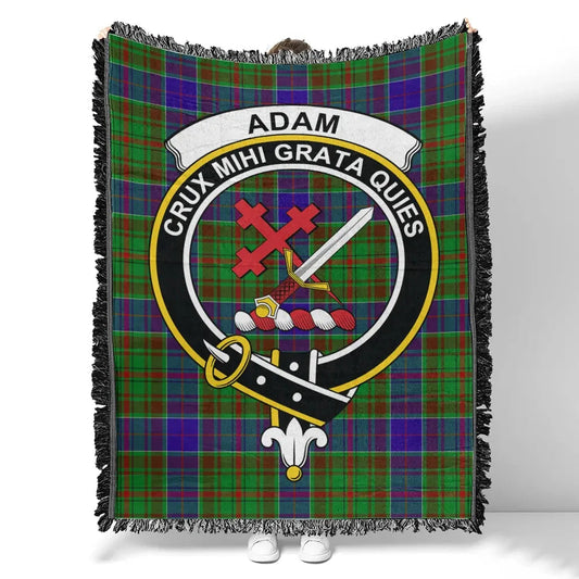 Scottish Tartan Adam Clan Woven Blanket Crest Style