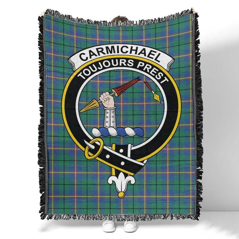 Scottish Tartan Carmichael Ancient Clan Woven Blanket Crest Style