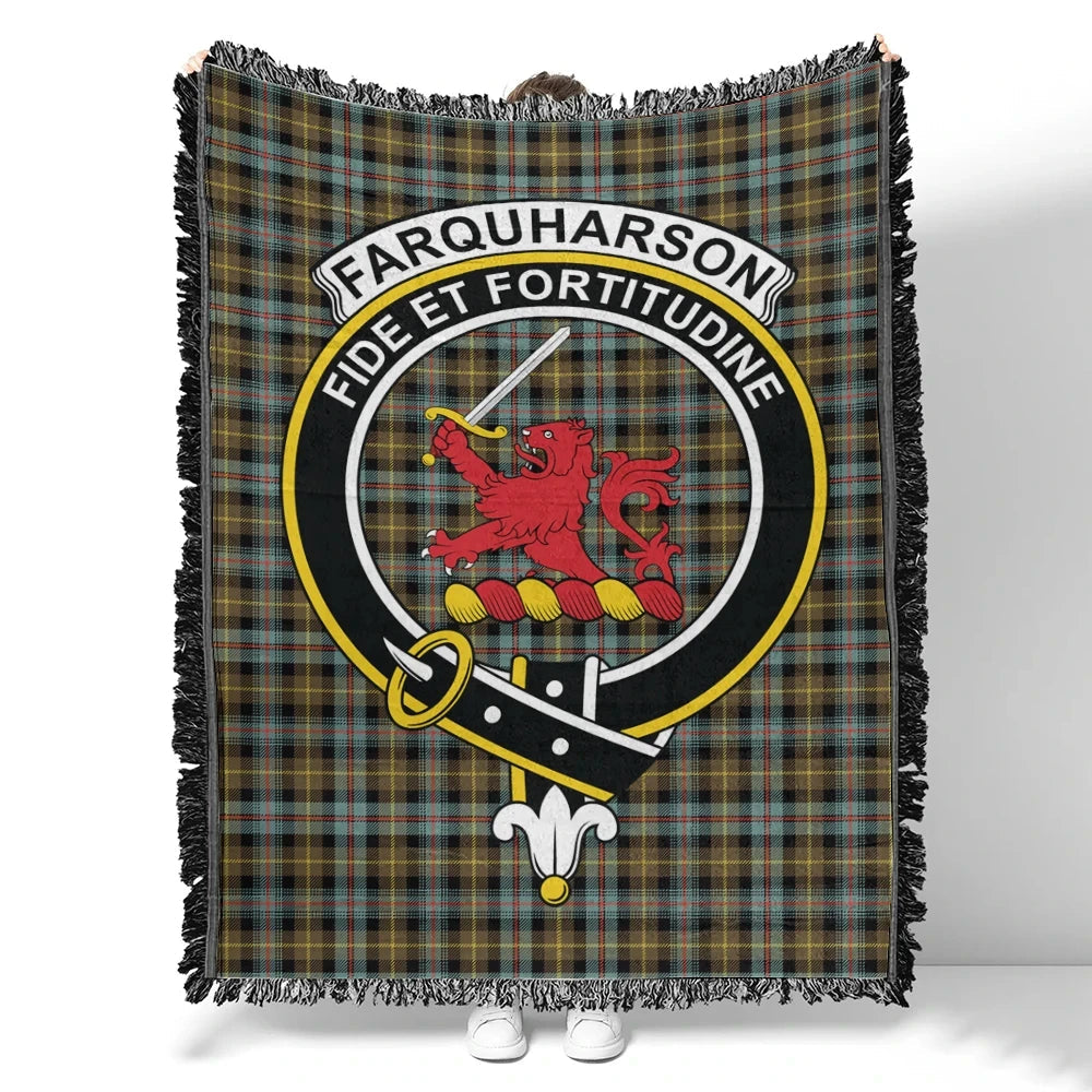 Scottish Tartan Farquharson Weathered Clan Woven Blanket Crest Style