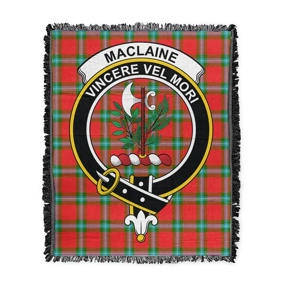 Scottish Tartan MacLaine of Loch Buie Hunting Ancient Clan Woven Blanket Crest Style