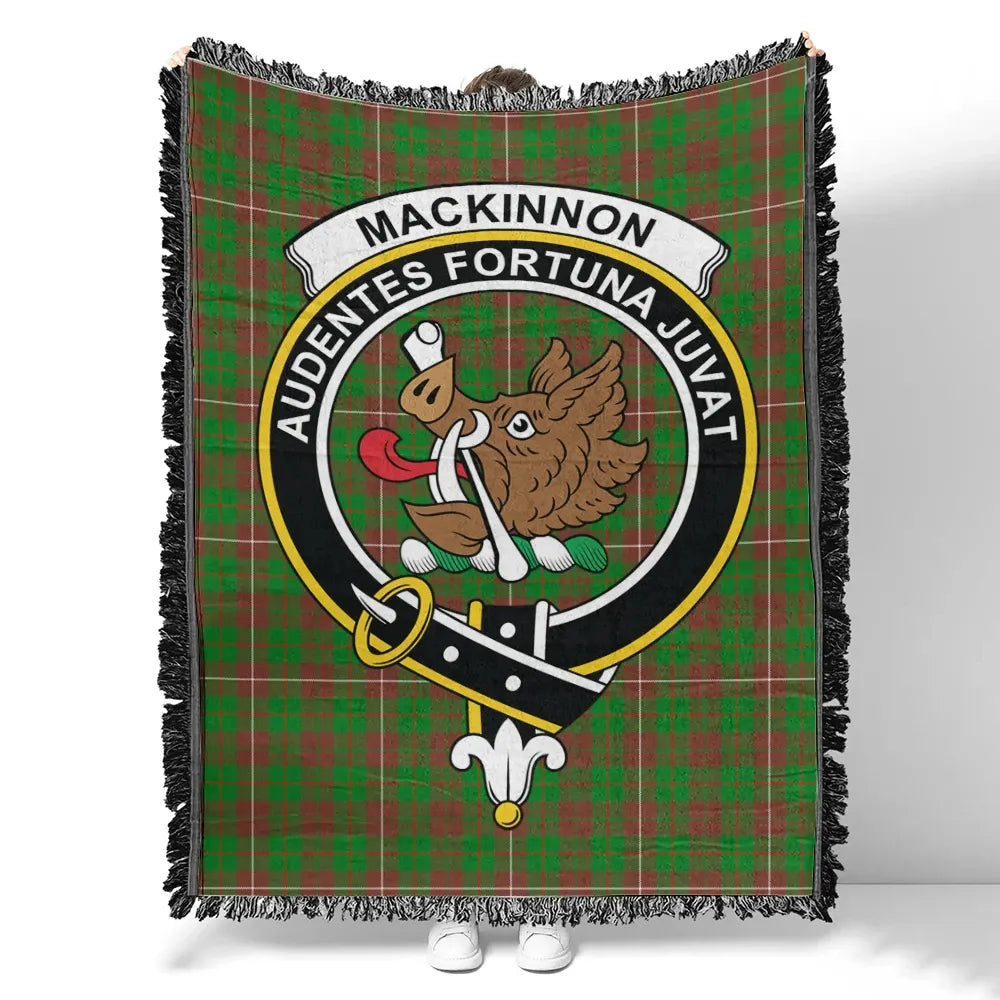 Scottish Tartan MacKinnon Hunting Modern Clan Woven Blanket Crest Style