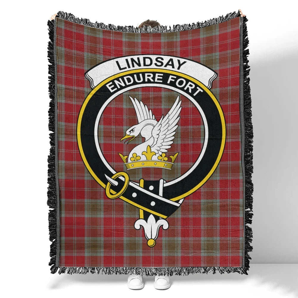 Scottish Tartan Lindsay Weathered Clan Woven Blanket Crest Style