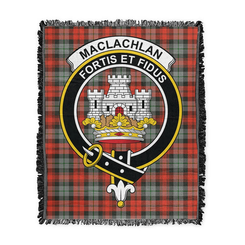 Scottish Tartan MacLachlan Weathered Clan Woven Blanket Crest Style