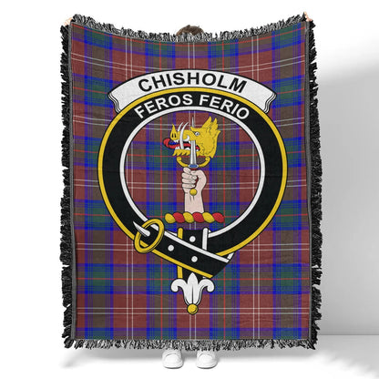 Scottish Tartan Chisholm Hunting Modern Clan Woven Blanket Crest Style