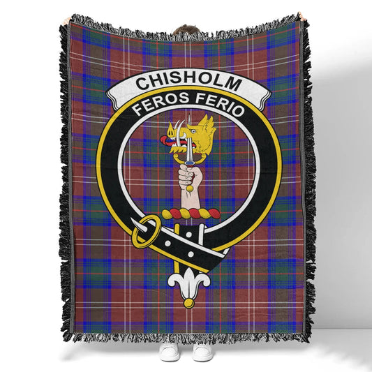 Scottish Tartan Chisholm Hunting Modern Clan Woven Blanket Crest Style