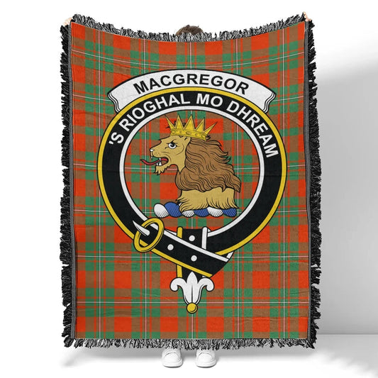 Scottish Tartan MacGregor Ancient Clan Woven Blanket Crest Style