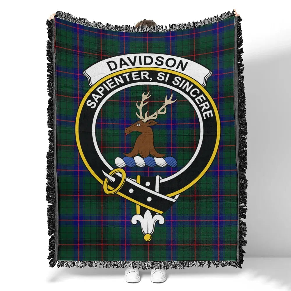 Scottish Tartan Davidson Modern Clan Woven Blanket Crest Style