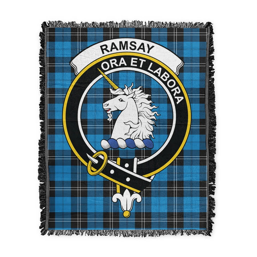Scottish Tartan Ramsay Blue Ancient Clan Woven Blanket Crest Style