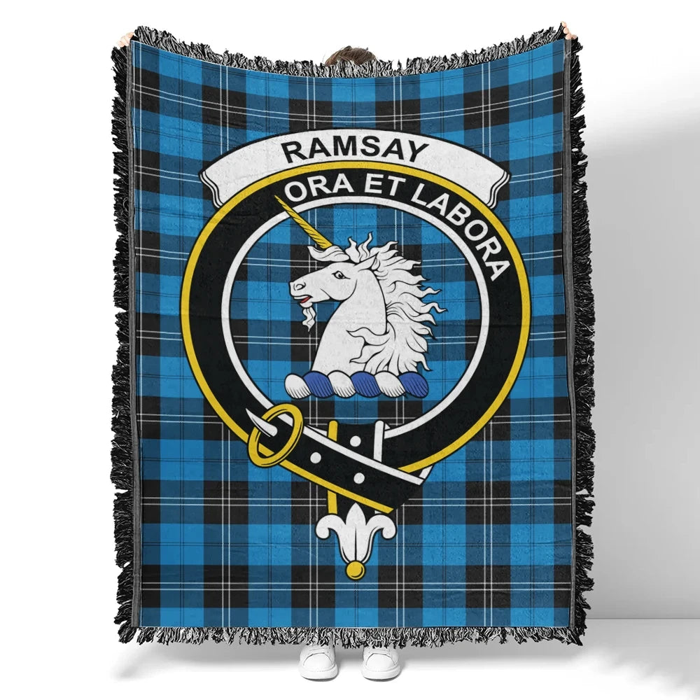 Scottish Tartan Ramsay Blue Ancient Clan Woven Blanket Crest Style