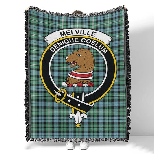 Scottish Tartan Melville Clan Woven Blanket Crest Style