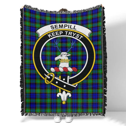 Scottish Tartan Sempill Modern Clan Woven Blanket Crest Style