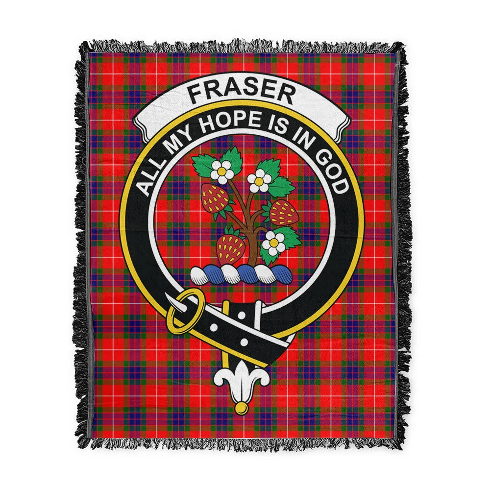 Scottish Tartan Fraser Modern Clan Woven Blanket Crest Style